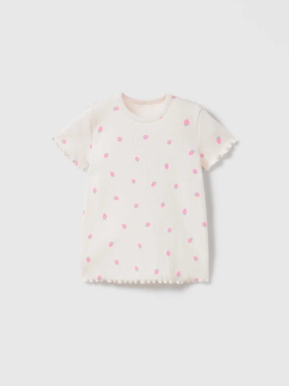 Zara Cream Short Sleeve Tee with Pink Dot Motif